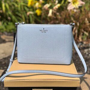 Kate Spade Leila Serenity Pebbled Leather Crossbody Purse KG464 $299